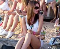 Girl in glasses summer upskirt